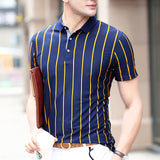 High Quality Striped High Quality Slim Casual Polo T-shirt