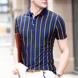 High Quality Striped High Quality Slim Casual Polo T-shirt