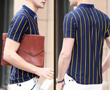 High Quality Striped High Quality Slim Casual Polo T-shirt