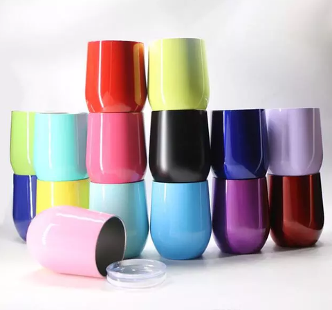 25 pieces 9 oz Powder Coated Egg Shaped Wine Glass