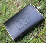 9 Oz Stainless Steel Hip Flask with Leather Cover