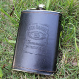 9 Oz Stainless Steel Hip Flask with Leather Cover