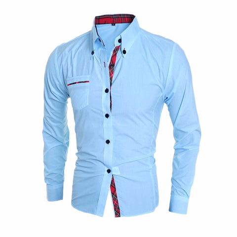 New Men Shirt Camisa Masculina Long Sleeve Slim Fit Cotton Male Dress Shirts Formal Casual Clothes