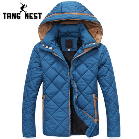 TANGNEST 2017 Solid Color Hooded Men's Warm Jacket Winter Fashion Casual Jacket Men Thick Comfortable Parka Men Size 3XL MWM1403