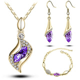 Elegant Luxury Design New Fashion 18k Rose Gold Plated Colorful Austrian Crystal Drop Jewelry Set Women Gift