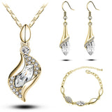 Elegant Luxury Design New Fashion 18k Rose Gold Plated Colorful Austrian Crystal Drop Jewelry Set Women Gift