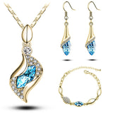 Elegant Luxury Design New Fashion 18k Rose Gold Plated Colorful Austrian Crystal Drop Jewelry Set Women Gift