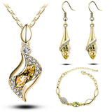 Elegant Luxury Design New Fashion 18k Rose Gold Plated Colorful Austrian Crystal Drop Jewelry Set Women Gift