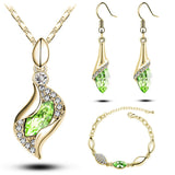 Elegant Luxury Design New Fashion 18k Rose Gold Plated Colorful Austrian Crystal Drop Jewelry Set Women Gift