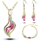 Elegant Luxury Design New Fashion 18k Rose Gold Plated Colorful Austrian Crystal Drop Jewelry Set Women Gift