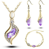 Elegant Luxury Design New Fashion 18k Rose Gold Plated Colorful Austrian Crystal Drop Jewelry Set Women Gift