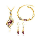 Elegant Luxury Design New Fashion 18k Rose Gold Plated Colorful Austrian Crystal Drop Jewelry Set Women Gift