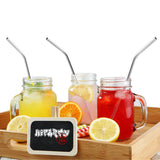 4 Pcs Reusable Straight / Bent Drinking Stainless Steel Straws With 1 Pc Cleaning Cleaner Brush