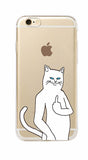 Cat Middle Finger Cat Soft Phone Case For iphone and SAMSUNG GALAXY