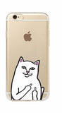 Cat Middle Finger Cat Soft Phone Case For iphone and SAMSUNG GALAXY