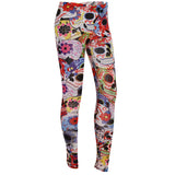 Punk Style Women Ankle Length Skeleton Skull Flower Legging