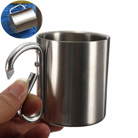 Portable 220ml Stainless Steel Mug Cup Double Wall