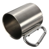 Stainless Steel 220ml Portable Mug Cup Double Wall Travel Tumbler Coffee Mug With Outdoor Camping Carbin Hook