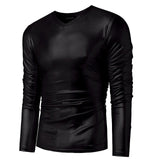 Bright Men's Top Night Club Wear Men T-Shirt Long Sleeve Silver Golden Shining T-shirts