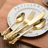 4 pieces Gold plated Cutlery Set Stainless Steel