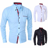 New Men Shirt Camisa Masculina Long Sleeve Slim Fit Cotton Male Dress Shirts Formal Casual Clothes