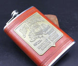 9 Oz Stainless Steel Hip Flask with Leather Cover