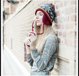 Mosaic Parquet Beanie Knitted Hat Women's Winter Warm Cap