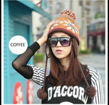 Mosaic Parquet Beanie Knitted Hat Women's Winter Warm Cap