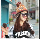 Mosaic Parquet Beanie Knitted Hat Women's Winter Warm Cap