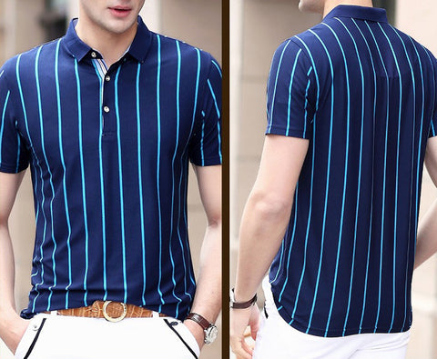 High Quality Striped High Quality Slim Casual Polo T-shirt