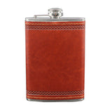 9 OZ Portable Stainless Steel Leather Hip Flask