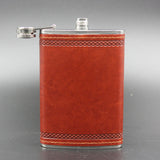 9 OZ Portable Stainless Steel Leather Hip Flask