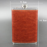 9 OZ Portable Stainless Steel Leather Hip Flask