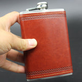 9 OZ Portable Stainless Steel Leather Hip Flask