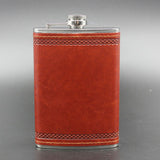 9 OZ Portable Stainless Steel Leather Hip Flask