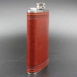 9 OZ Portable Stainless Steel Leather Hip Flask