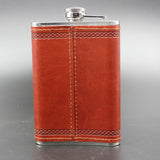 9 OZ Portable Stainless Steel Leather Hip Flask