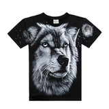 3D Wolf Printed On Shoulder T shirt