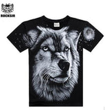 3D Wolf Printed On Shoulder T shirt