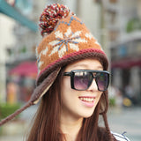 Mosaic Parquet Beanie Knitted Hat Women's Winter Warm Cap