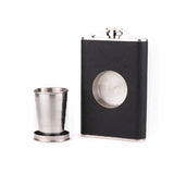 9 Oz Stainless Steel Hip Flask with Leather Cover