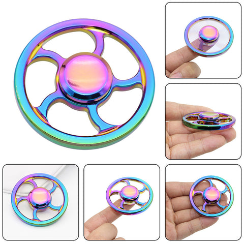 Round Fidget Spinner Rainbow Creative Metal Hand Spinner