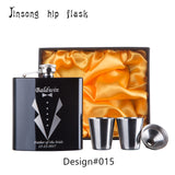 Personalized Best Man gift  of 6oz  black stainless steel hip flask