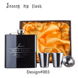 Personalized Best Man gift  of 6oz  black stainless steel hip flask