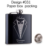 Personalized Best Man gift  of 6oz  black stainless steel hip flask