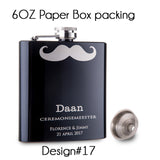 Personalized Best Man gift  of 6oz  black stainless steel hip flask