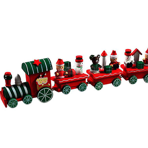 4 Pieces Mini Christmas Wood Train