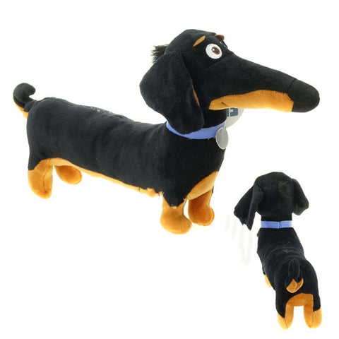 Cartoon Dachshund Plush Black Sausage Buddy dog Toy