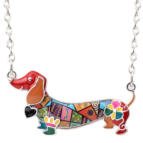 Pet Dachshund Dog Choker Necklace Alloy Pendant Chain