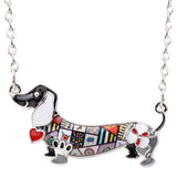 Pet Dachshund Dog Choker Necklace Alloy Pendant Chain